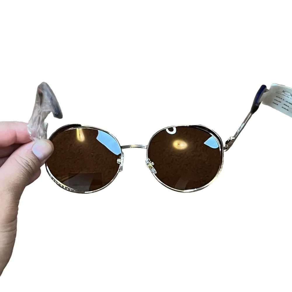NWT Joes Jeans Gold Round Sunglasses 6061 62 100% UVP Metal Rhinestones